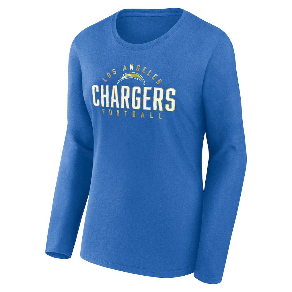 Los Angeles Chargers Women's Plus Size Foiled Play Long Sleeve T-Shirt Powder Blue | Fanatics