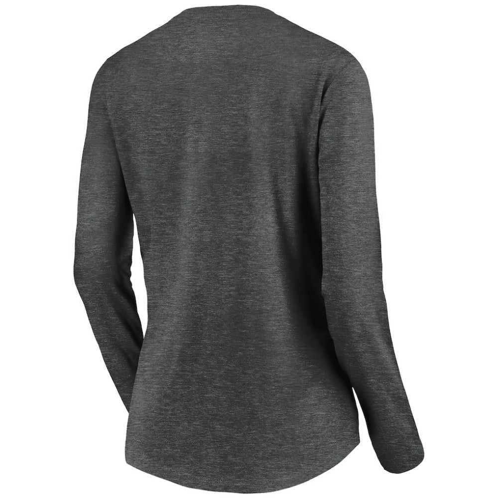 Vegas Golden Knights Women's Primary Logo V-Neck Long Sleeve T-Shirt - Charcoal - NHL