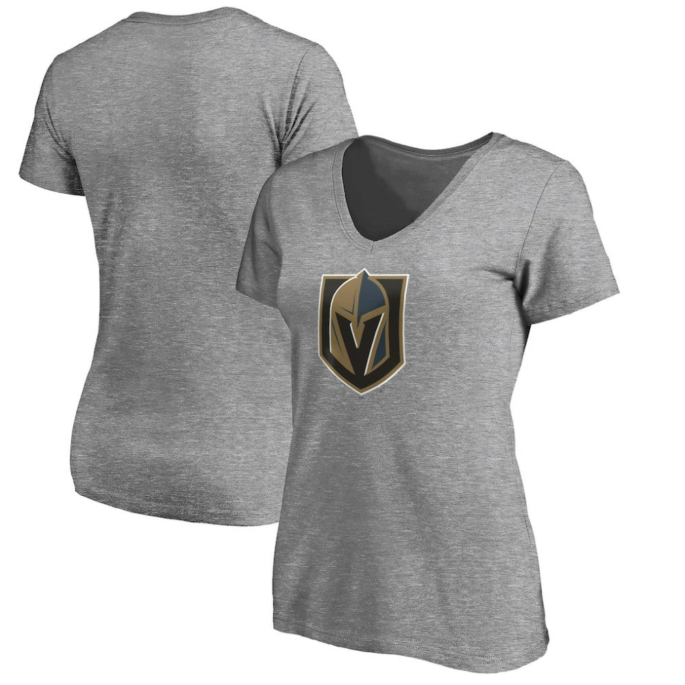 Vegas Golden Knights Women's Primary Logo V-Neck T-Shirt - Gray - NHL