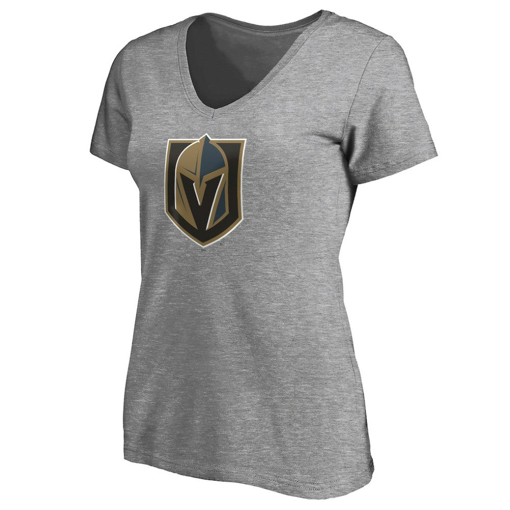 Vegas Golden Knights Women's Primary Logo V-Neck T-Shirt - Gray - NHL