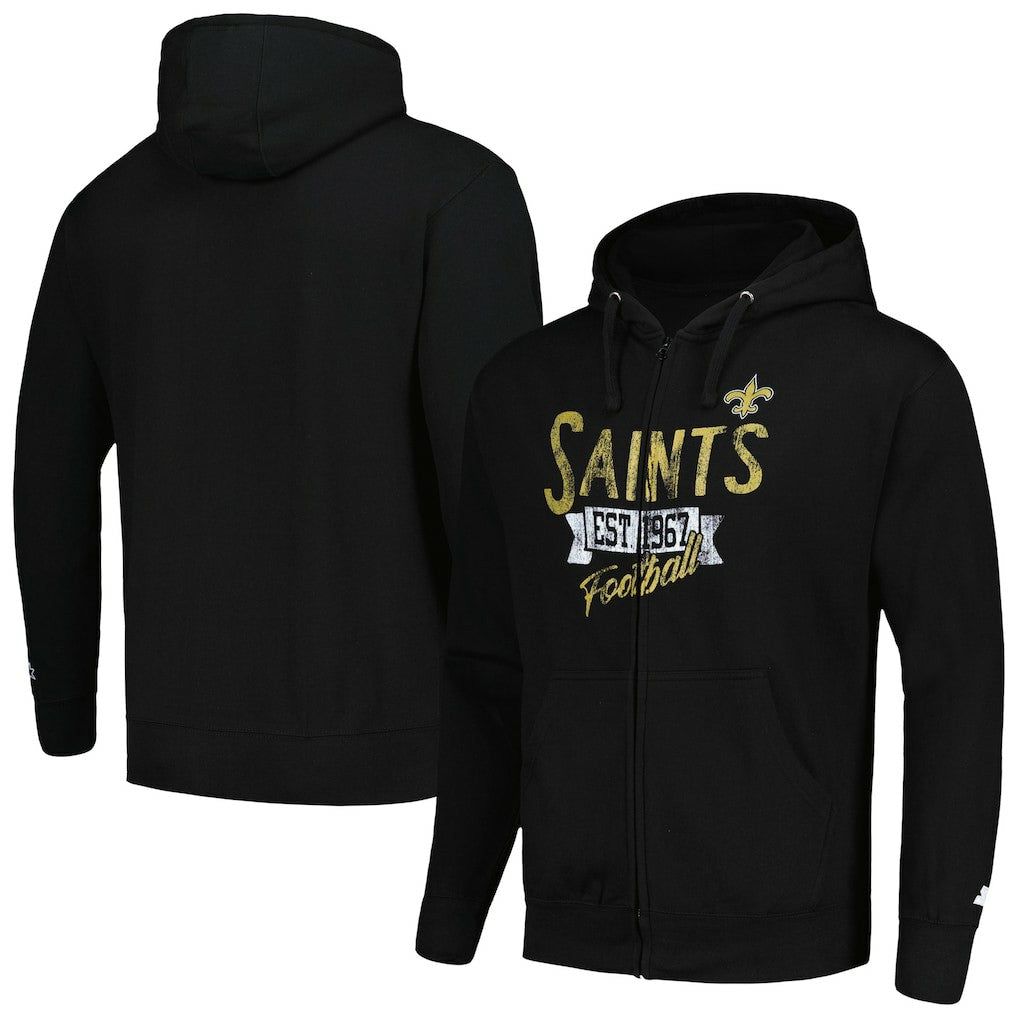 New Orleans Saints Starter Domestic Post Season Full-Zip Hoodie Black | NFL