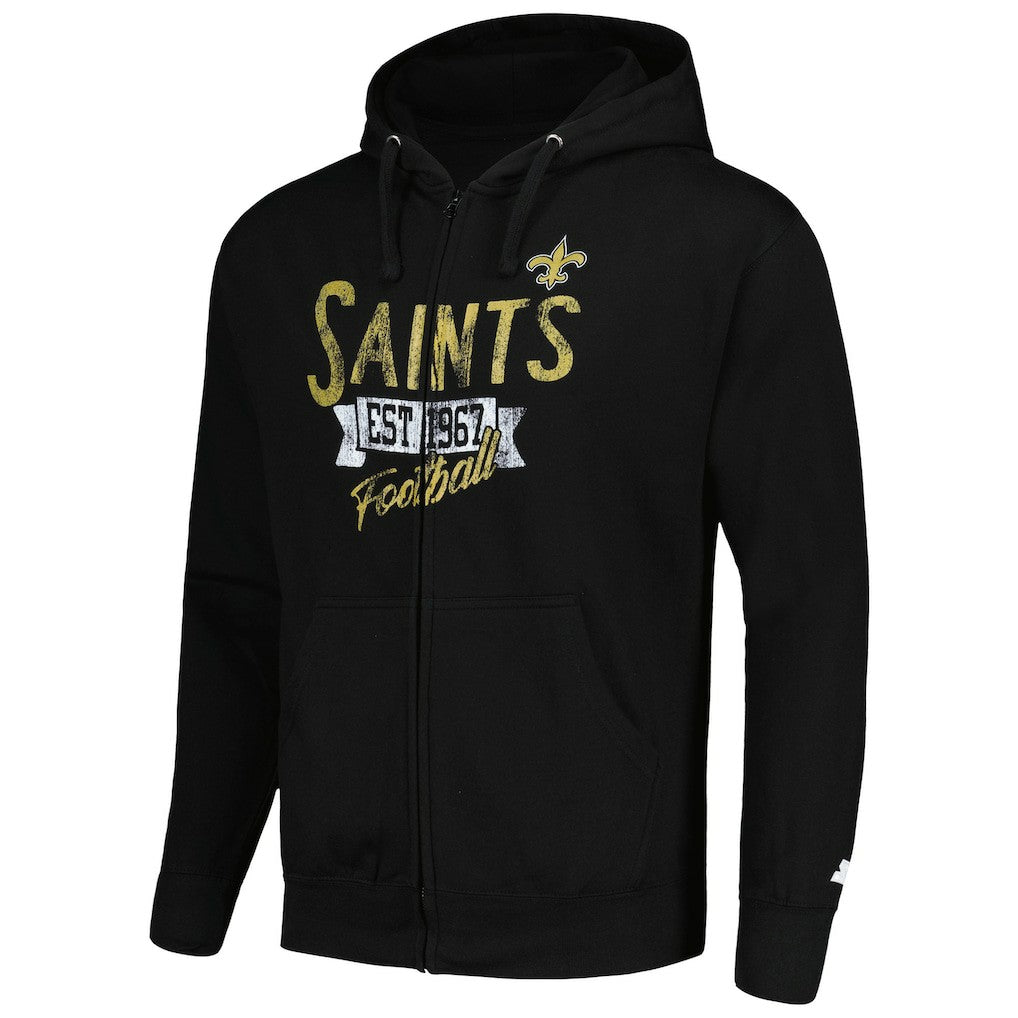 New Orleans Saints Starter Domestic Post Season Full-Zip Hoodie Black | NFL