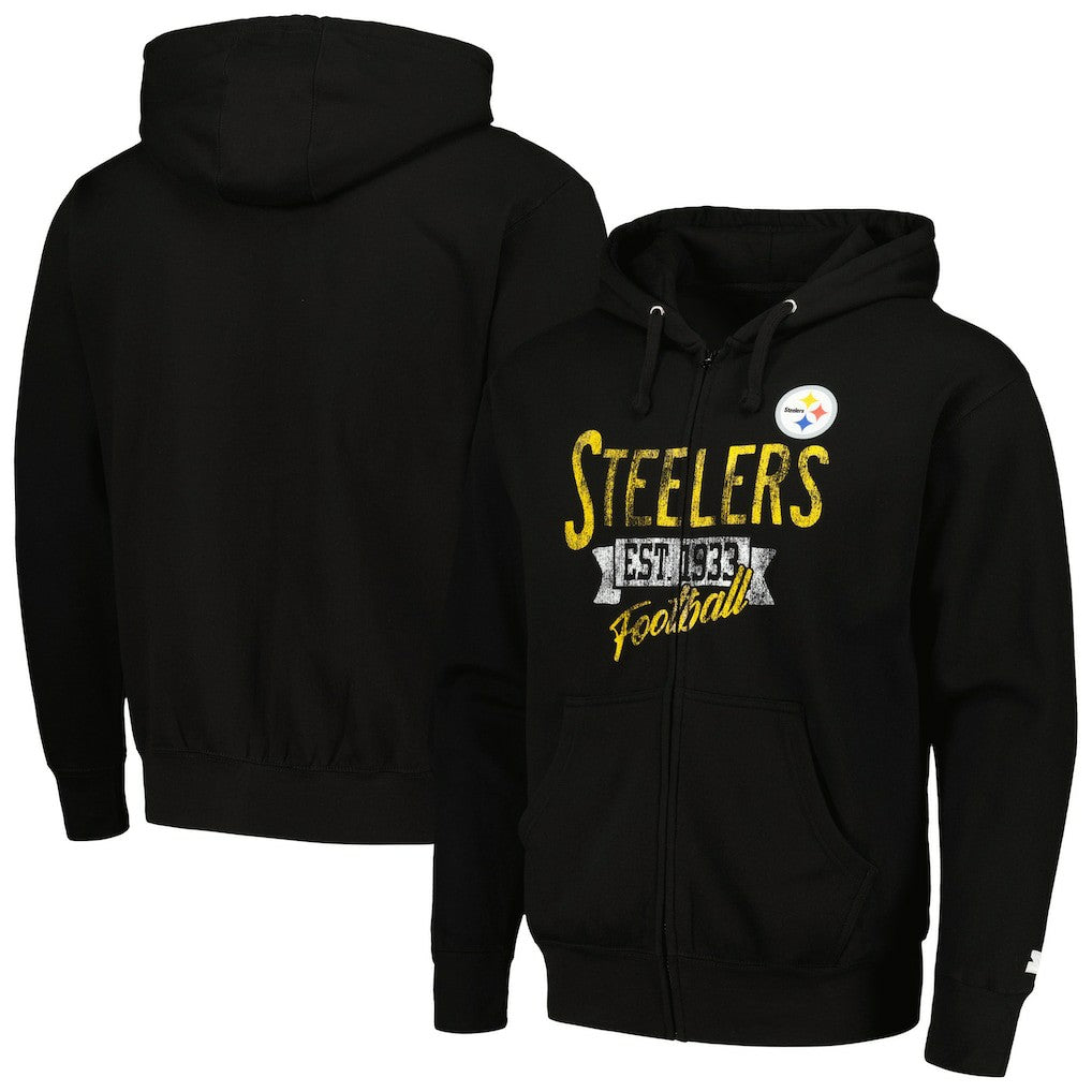 Pittsburgh Steelers Starter Domestic Post Season Full-Zip Hoodie Black | NFL