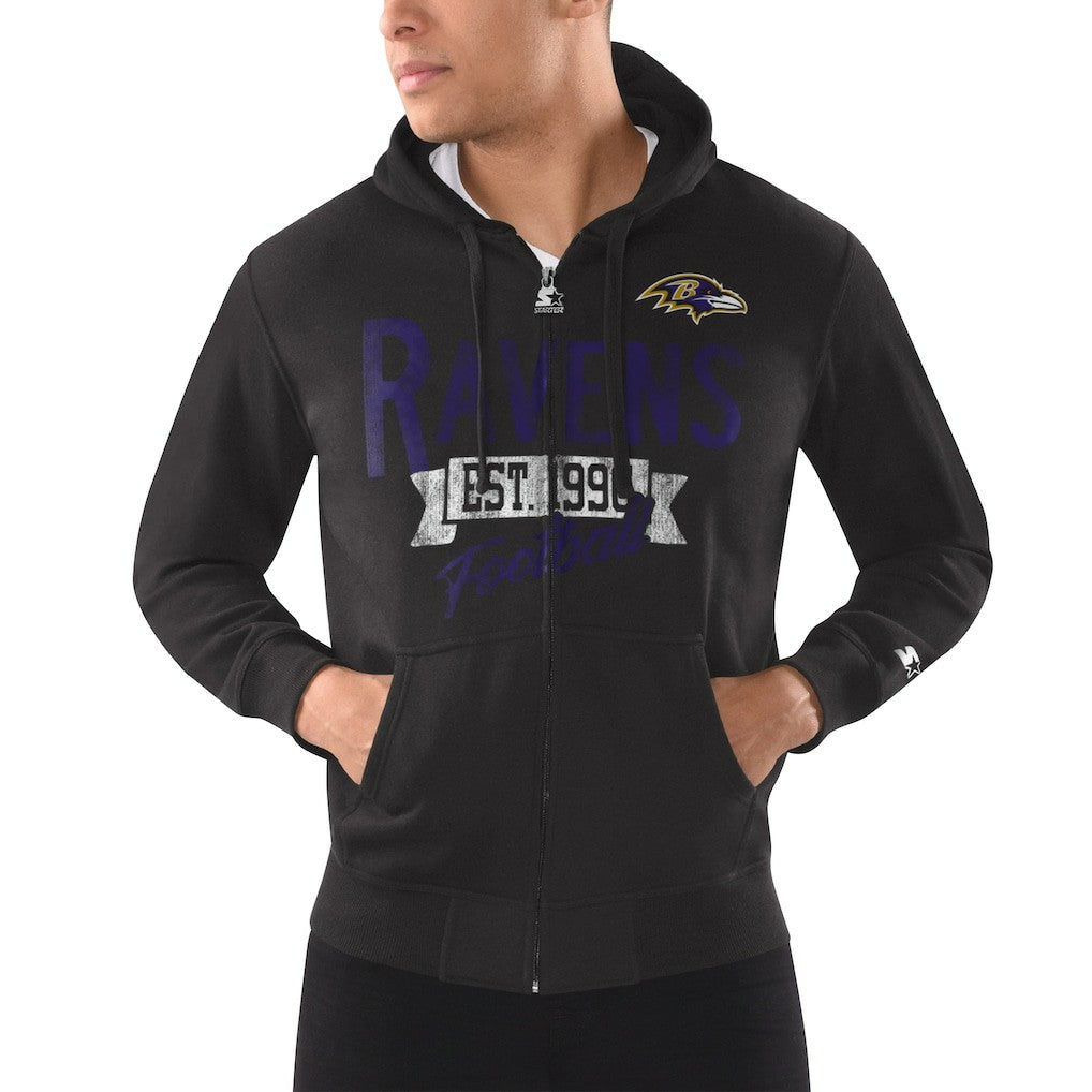 Baltimore Ravens Starter Domestic Post Season Full-Zip Hoodie Black | NFL