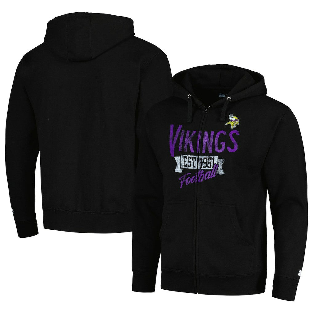 Minnesota Vikings Starter Domestic Post Season Full-Zip Hoodie Black | NFL