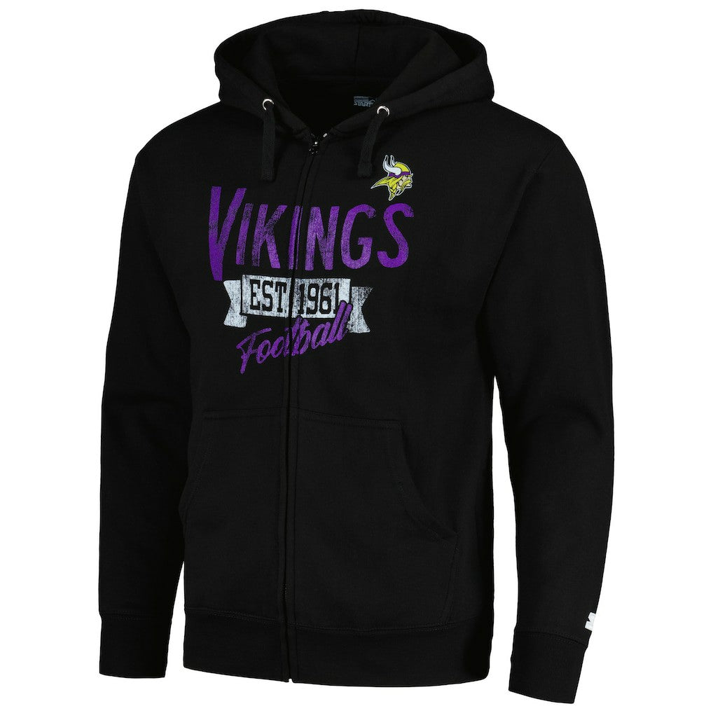 Minnesota Vikings Starter Domestic Post Season Full-Zip Hoodie Black | NFL