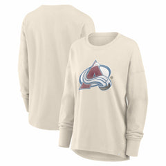 Colorado Avalanche Fanatics Women's Distressed Logo Long Sleeve T-Shirt - Cream - NHL