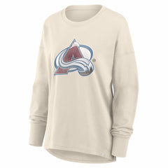 Colorado Avalanche Fanatics Women's Distressed Logo Long Sleeve T-Shirt - Cream - NHL