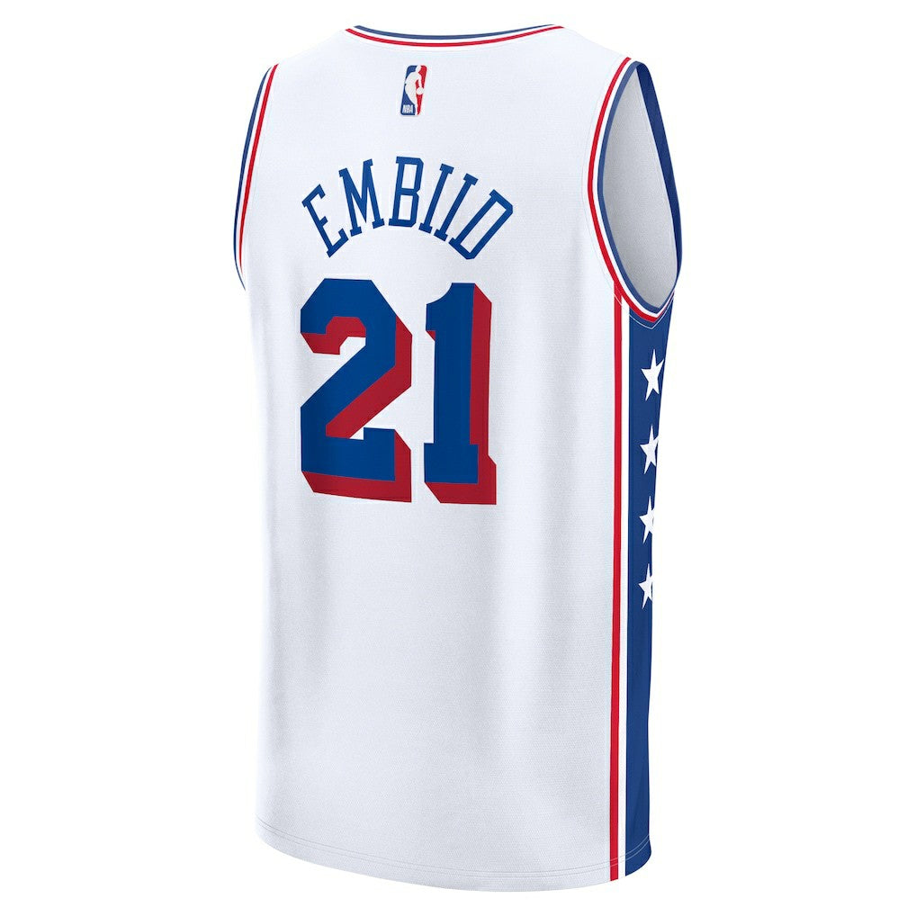 Joel Embiid Philadelphia 76ers Fast Break Replica Player Jersey Association Edition White - NBA