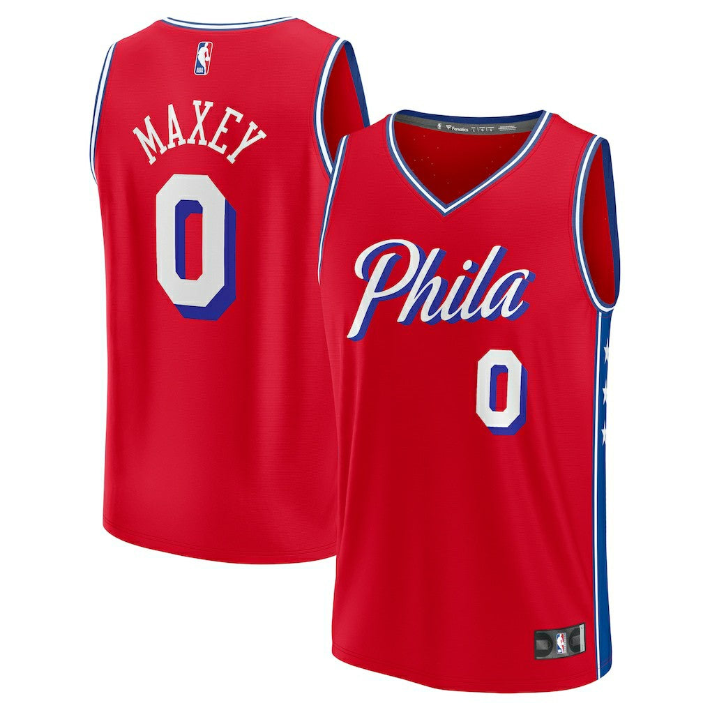 Tyrese Maxey Philadelphia 76ers Fast Break Replica Player Jersey Statement Editi- Red - NBA