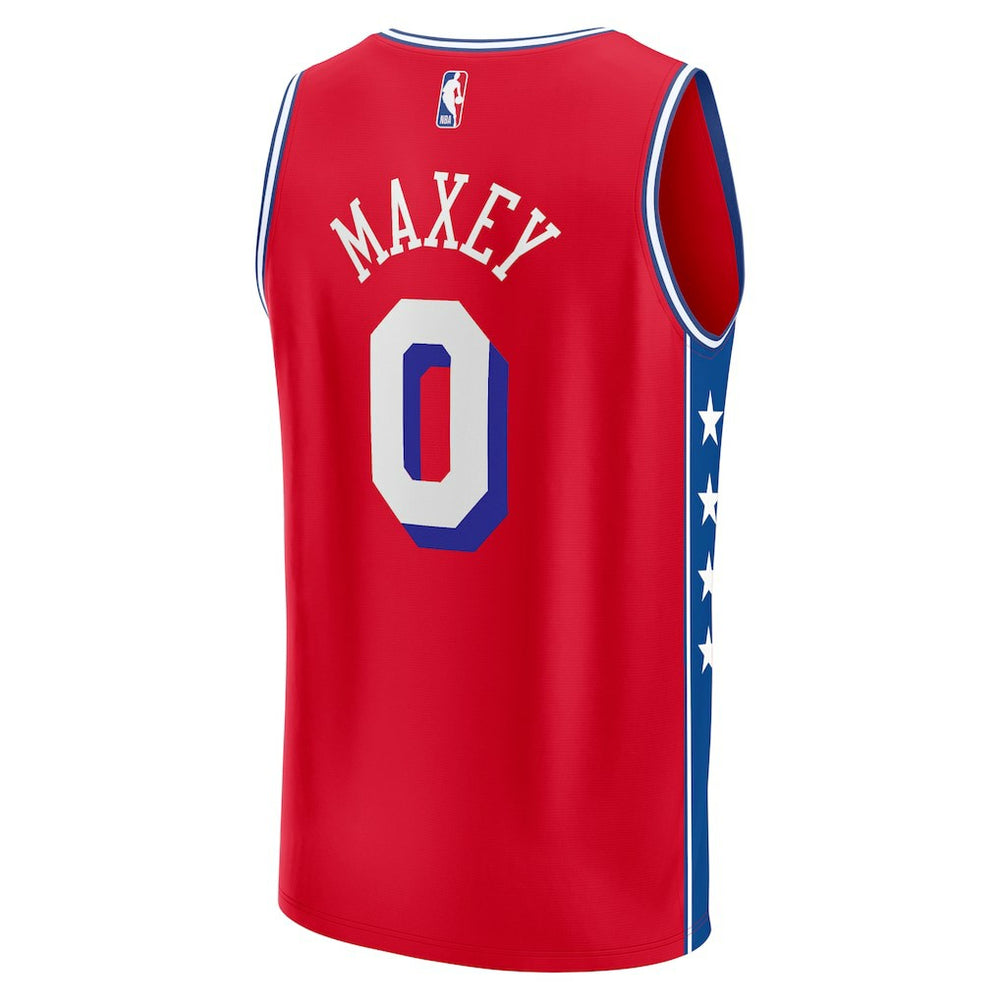 Tyrese Maxey Philadelphia 76ers Fast Break Replica Player Jersey Statement Editi- Red - NBA