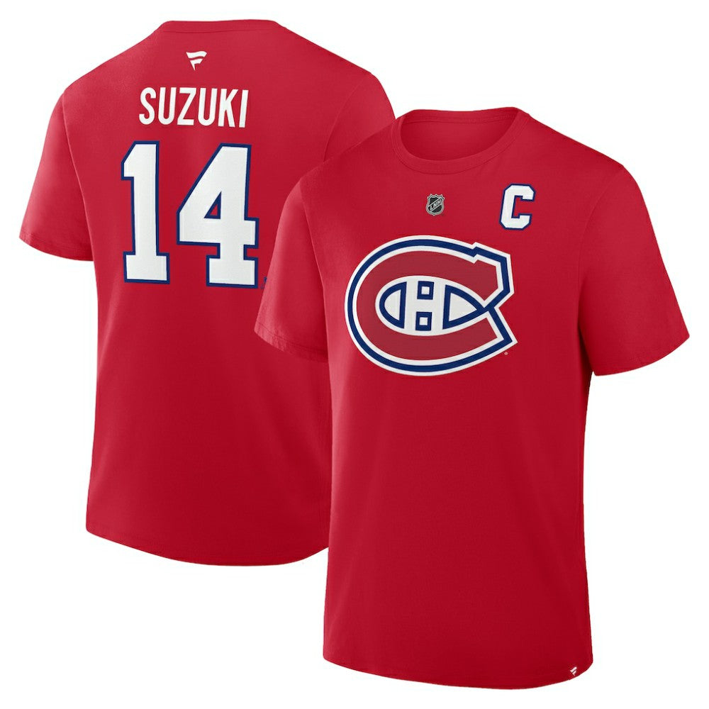 Nick Suzuki Montreal Canadiens Fanatics Authentic Stack Name & Number T-Shirt - Red - NHL