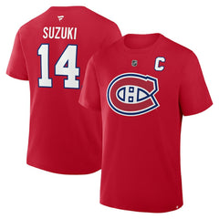 Nick Suzuki Montreal Canadiens Fanatics Authentic Stack Name & Number T-Shirt - Red - NHL