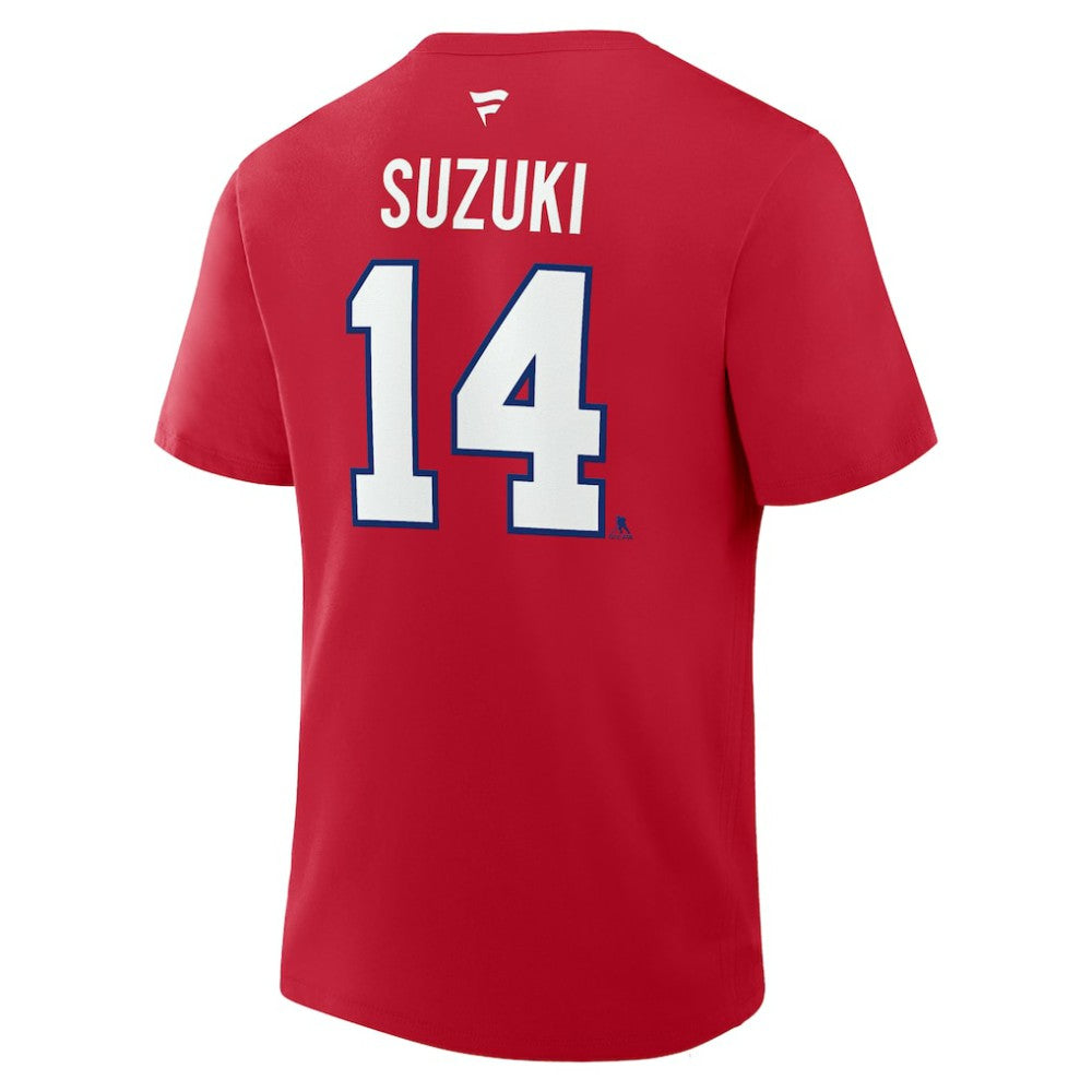 Nick Suzuki Montreal Canadiens Fanatics Authentic Stack Name & Number T-Shirt - Red - NHL