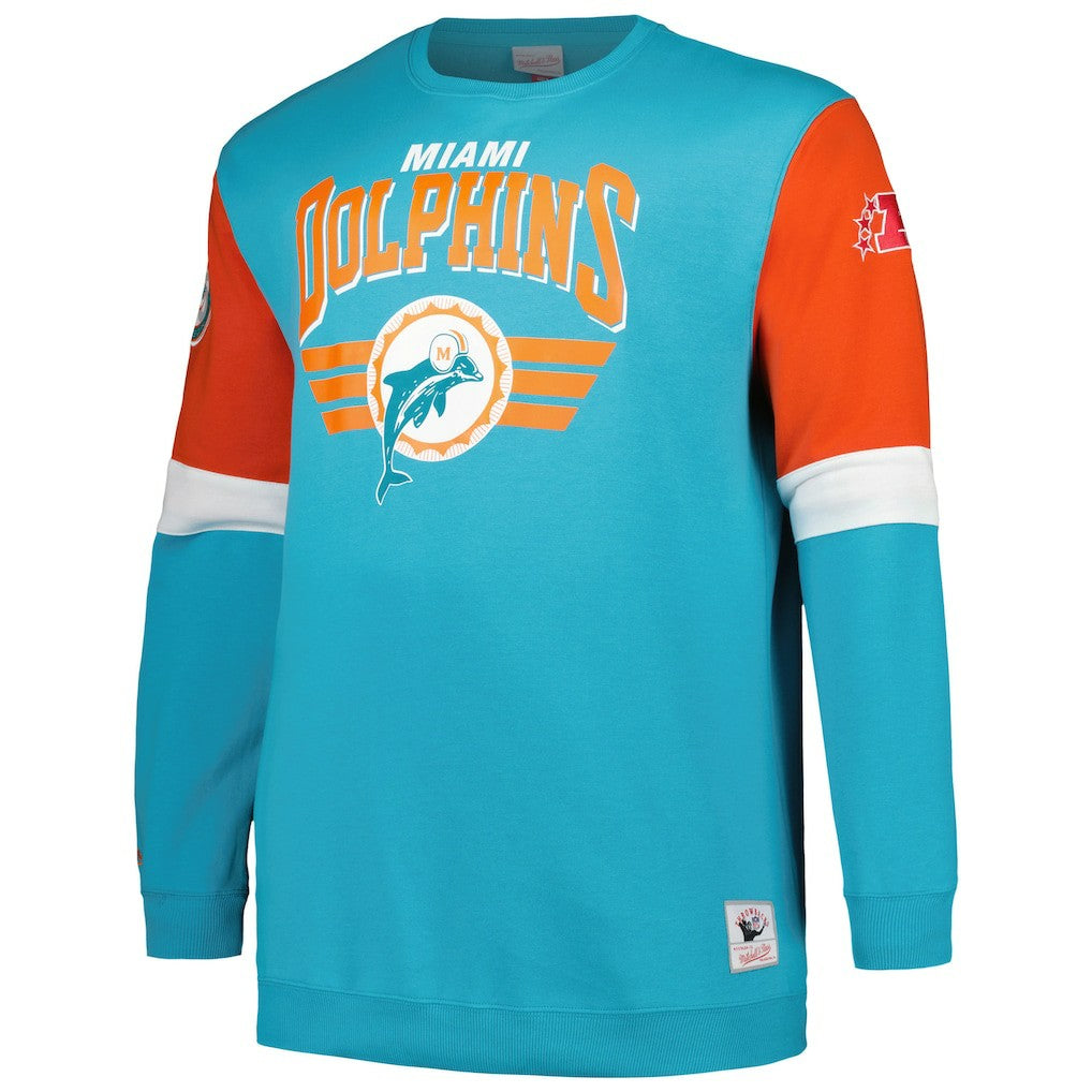 Miami Dolphins Big & Tall Fleece Pullover Sweatshirt Aqua | Mitchell & Ness