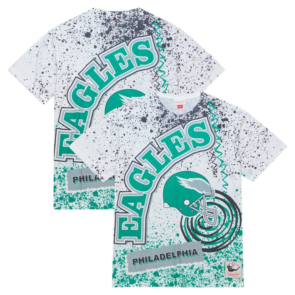 Philadelphia Eagles Big & Tall Allover Print T-Shirt White | Mitchell & Ness