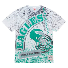 Philadelphia Eagles Big & Tall Allover Print T-Shirt White | Mitchell & Ness