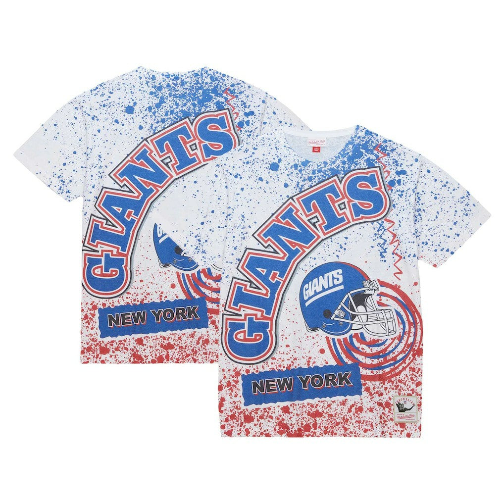 New York Giants Big & Tall Allover Print T-Shirt White | Mitchell & Ness