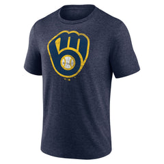 Milwaukee Brewers Official Logo Tri-Blend T-Shirt - MLB