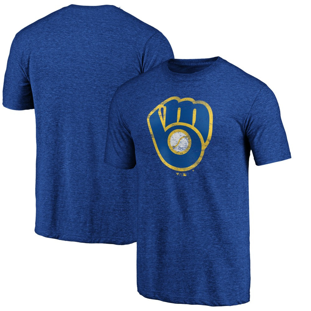 Milwaukee Brewers Official Logo Tri-Blend T-Shirt - MLB