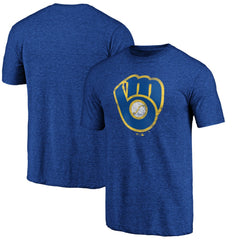 Milwaukee Brewers Official Logo Tri-Blend T-Shirt - MLB
