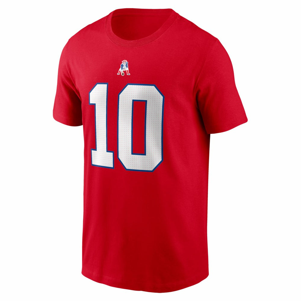 Drake Maye New England Patriots Name & Number T-Shirt Red | Nike for Sale