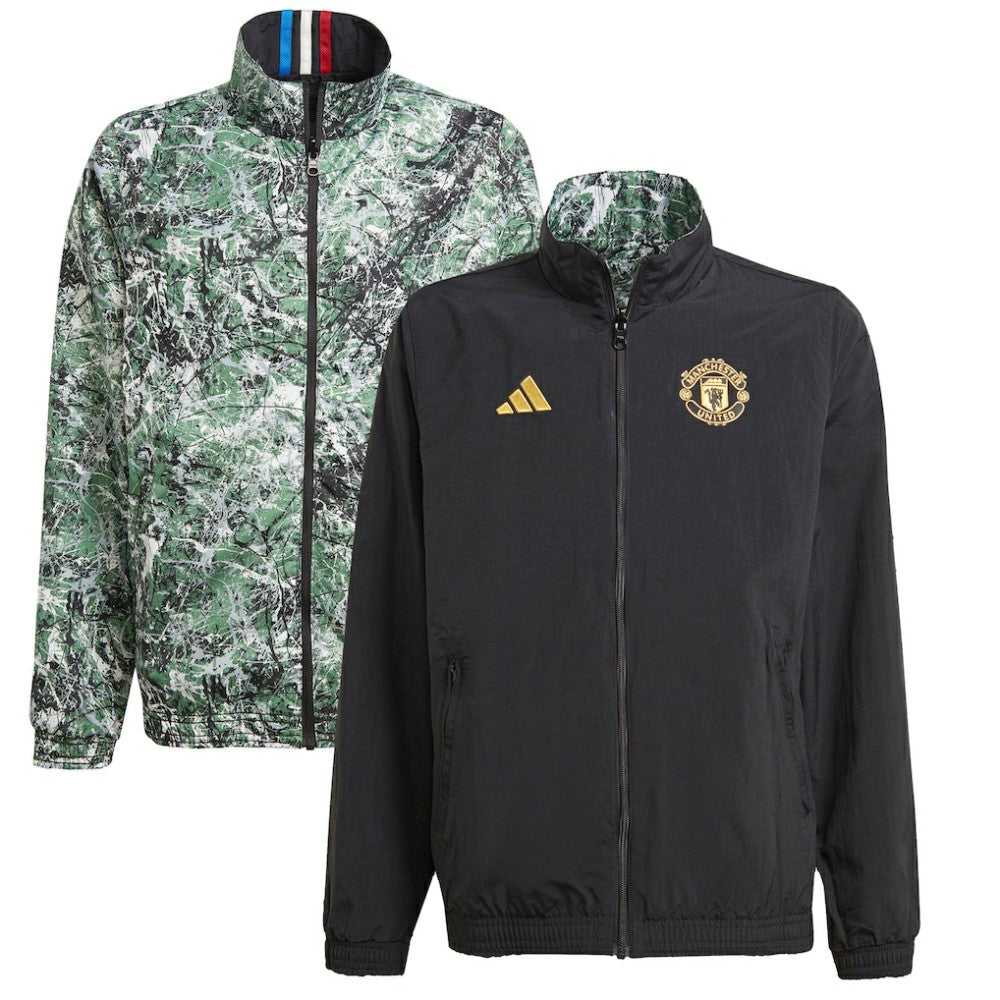 Manchester United x Stone Roses Originals Youth 2023/24 Reversible Anthem Full-Zip Jacket Black | Adidas Online