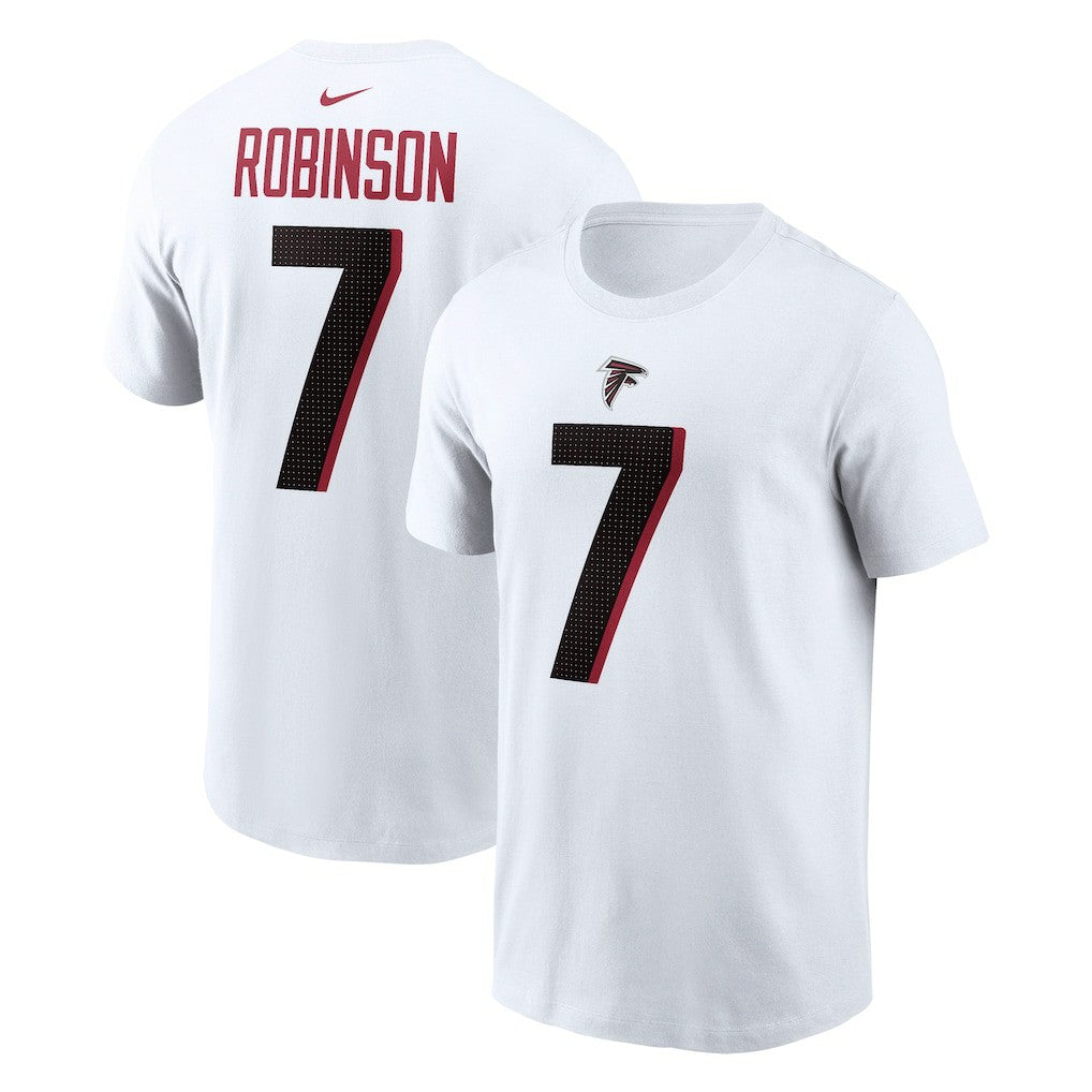 Bijan Robinson Atlanta Falcons Player Name & Number T-Shirt White | Nike for Sale