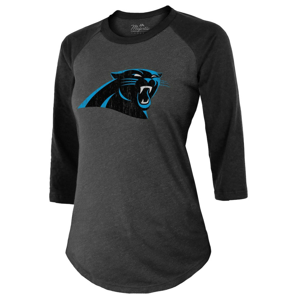 Bryce Young Carolina Panthers Majestic Threads Women's Player Name & Number Tri-Blend 3/4-Sleeve Fitted T-Shirt Black | NFL