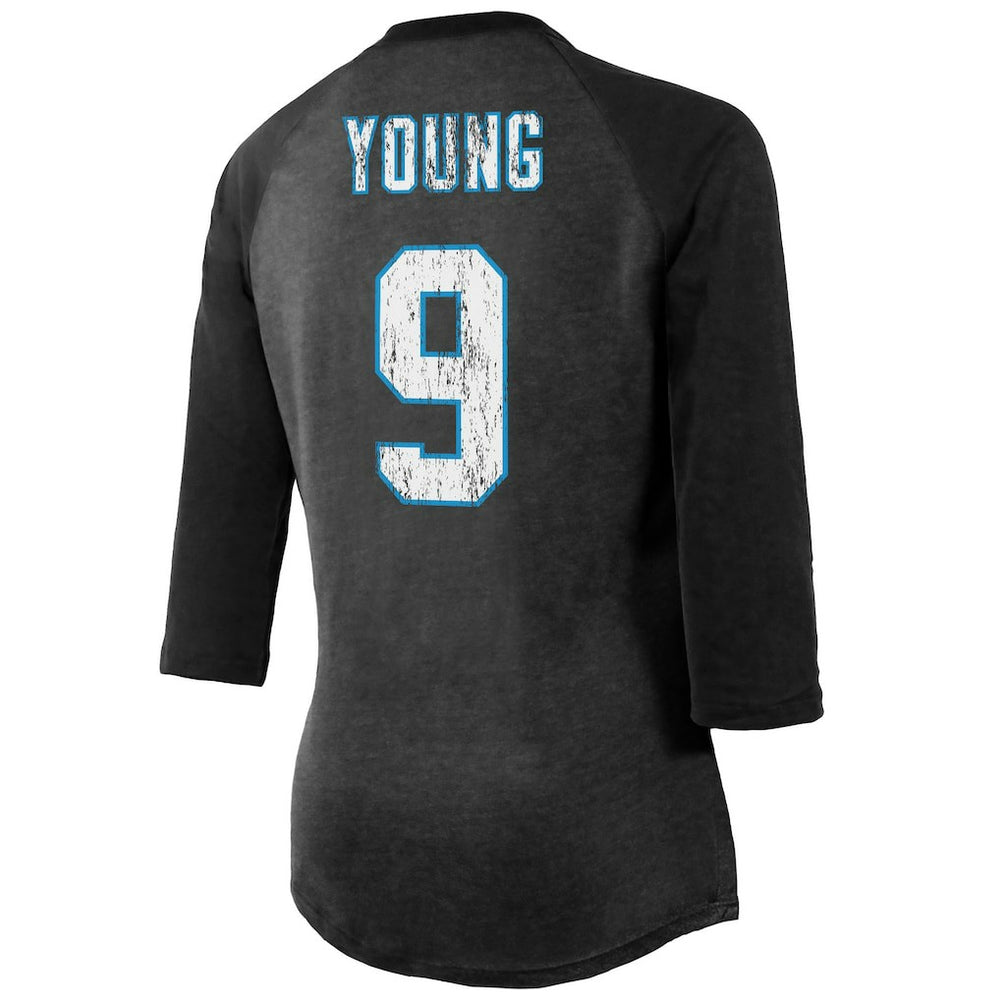 Bryce Young Carolina Panthers Majestic Threads Women's Player Name & Number Tri-Blend 3/4-Sleeve Fitted T-Shirt Black | NFL