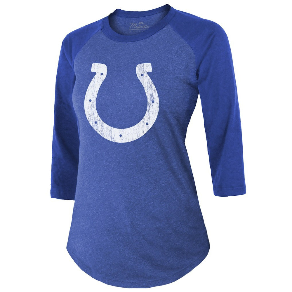 Anthony Richardson Indianapolis Colts Majestic Threads Women's Player Name & Number Tri-Blend 3/4-Sleeve Fitted T-Shirt Royal | NFL