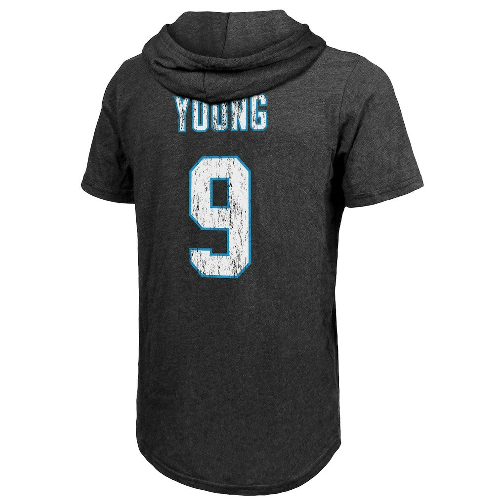 Bryce Young Carolina Panthers Majestic Threads Player Name & Number Tri-Blend Slim Fit Hoodie T-Shirt Black | NFL