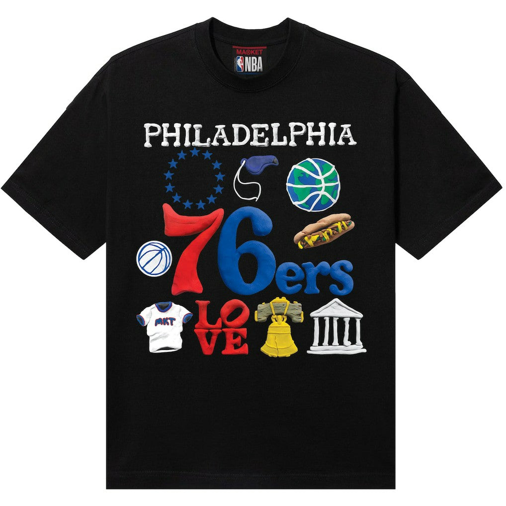 Philadelphia 76ers NBA x MARKET Unisex Claymation T-Shirt Black - NBA