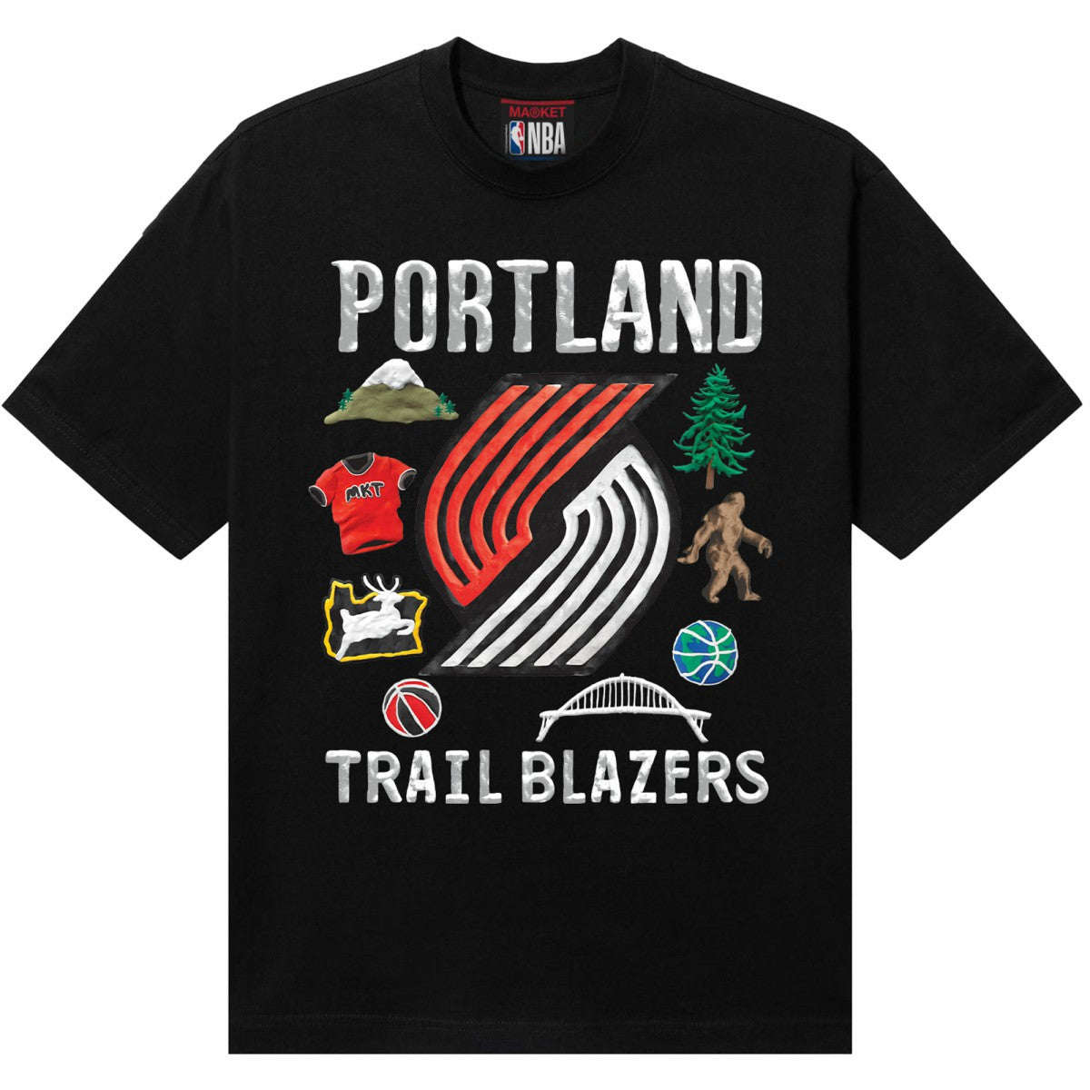 Portland Trail Blazers NBA x MARKET Unisex Claymation T-Shirt Black - NBA