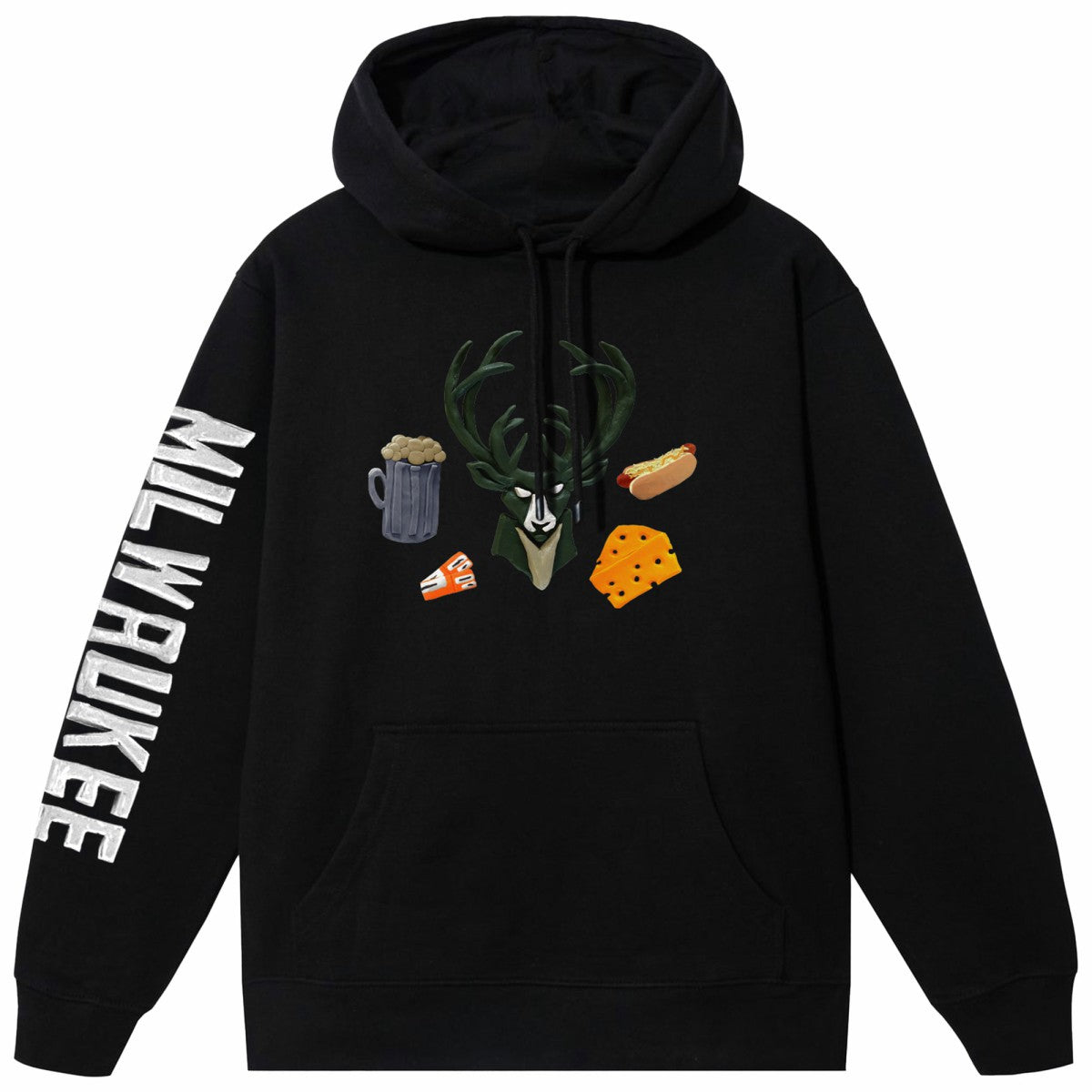 Milwaukee Bucks NBA x MARKET Unisex Claymation Pullover Hoodie Black - NBA