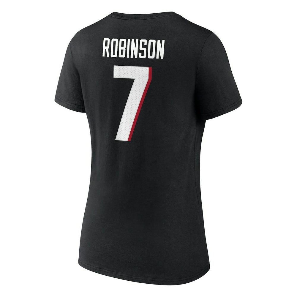 Bijan Robinson Atlanta Falcons Women's Icon Name & Number V-Neck T-Shirt Black | Fanatics