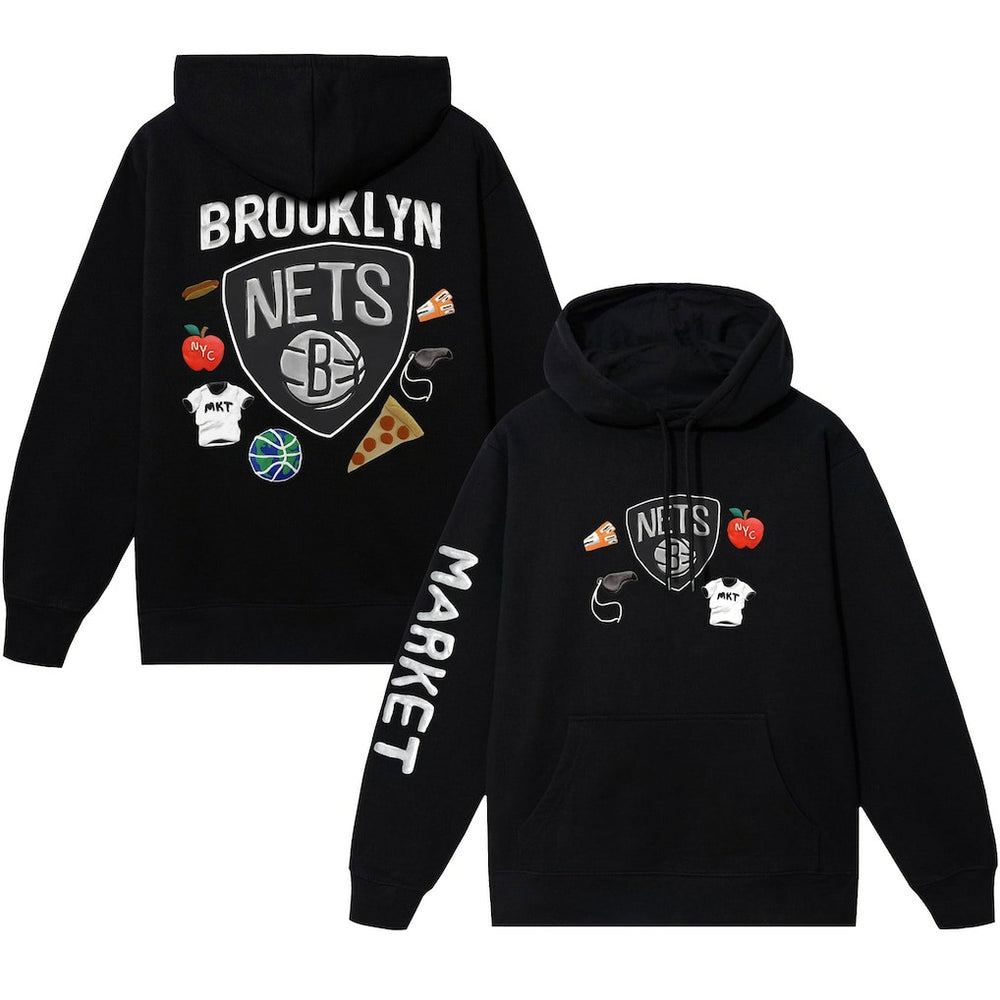 Brooklyn Nets NBA x MARKET Unisex Claymation Pullover Hoodie Black - NBA