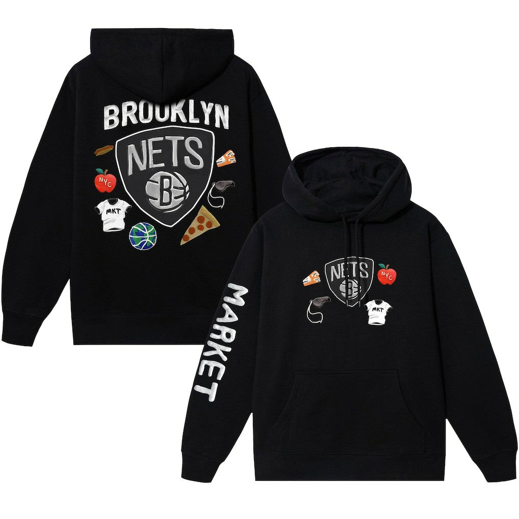 Brooklyn Nets NBA x MARKET Unisex Claymation Pullover Hoodie Black - NBA