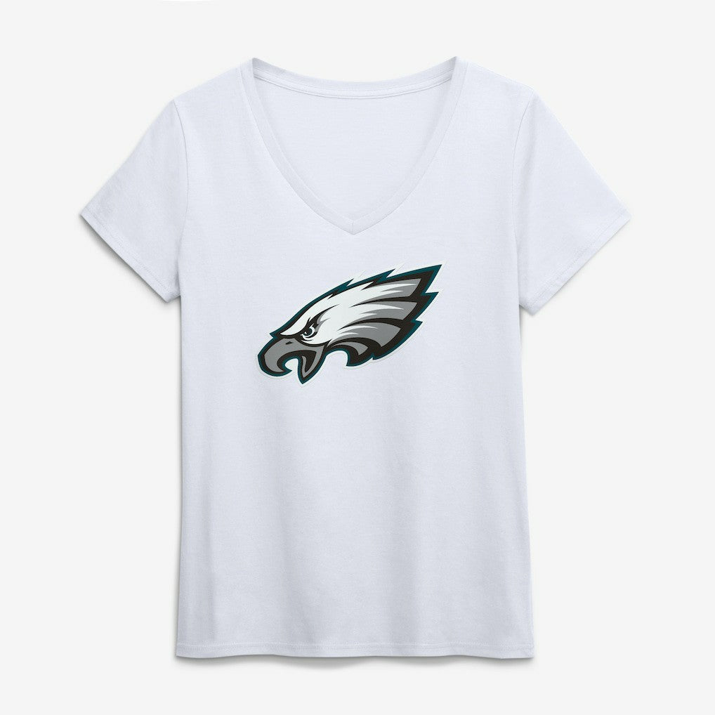 Philadelphia Eagles Logo Athletic Women's Primary Logo V-Neck T-Shirt White | NFL