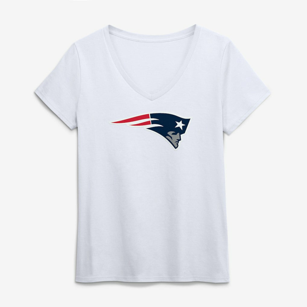 New England Patriots Logo Athletic Women's Primary Logo V-Neck T-Shirt White | NFL