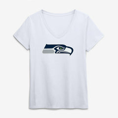 Seattle Seahawks Logo Athletic Women's Primary Logo V-Neck T-Shirt White | NFL