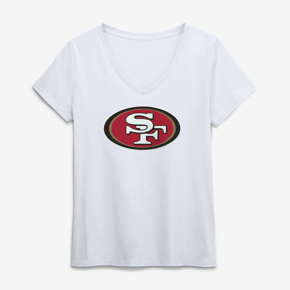 San Francisco 49ers Logo Athletic Women's Primary Logo V-Neck T-Shirt White | NFL