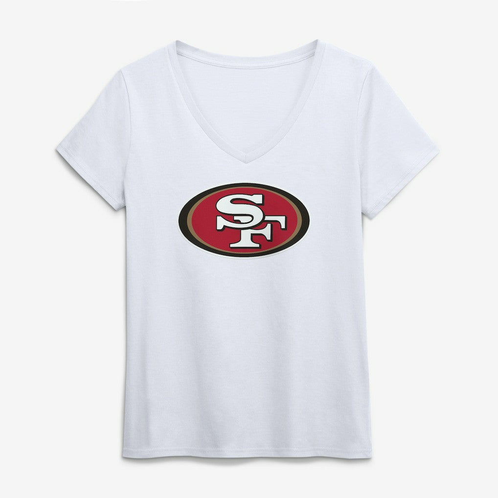 San Francisco 49ers Logo Athletic Women's Primary Logo V-Neck T-Shirt White | NFL