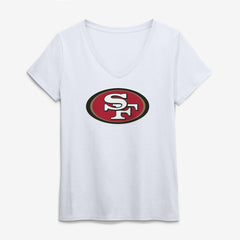 San Francisco 49ers Logo Athletic Women's Primary Logo V-Neck T-Shirt White | NFL