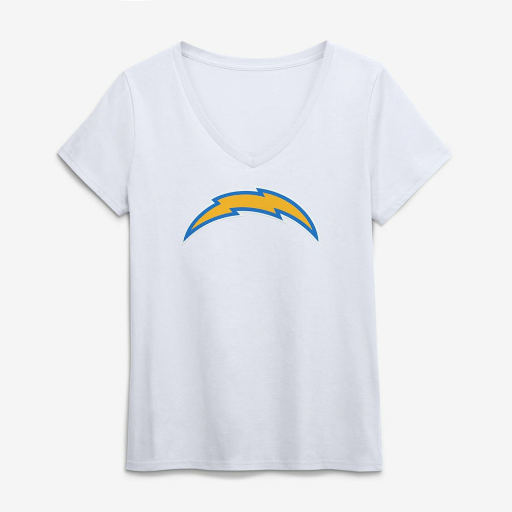 Los Angeles Chargers Logo Athletic Women's Primary Logo V-Neck T-Shirt White | NFL