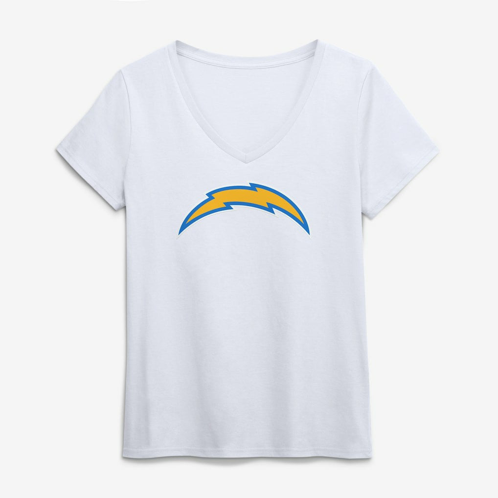 Los Angeles Chargers Logo Athletic Women's Primary Logo V-Neck T-Shirt White | NFL