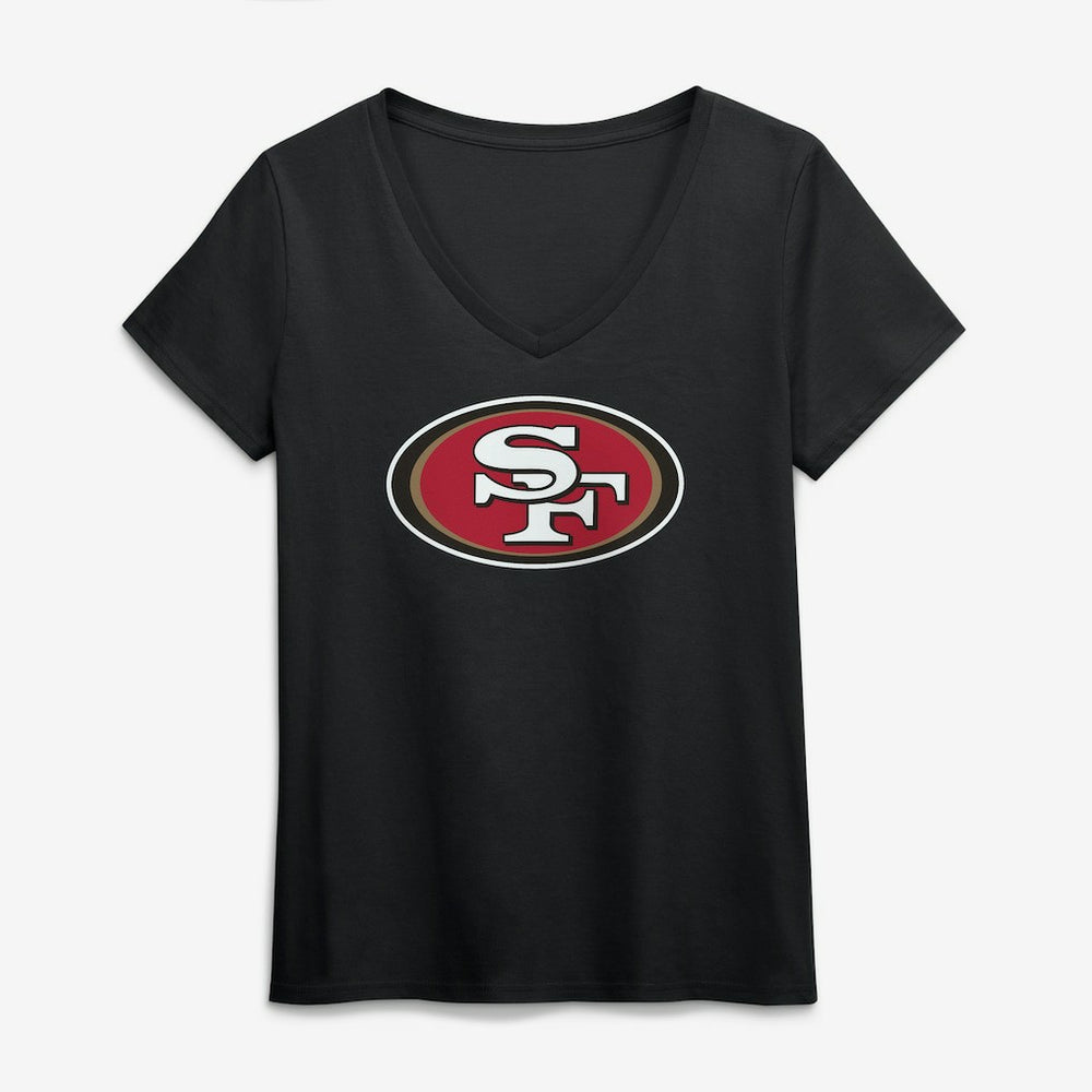 San Francisco 49ers Logo Athletic Women's Primary Logo V-Neck T-Shirt Black | NFL