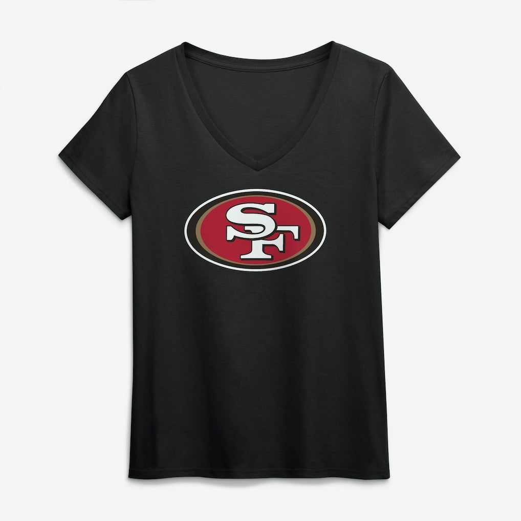 San Francisco 49ers Logo Athletic Women's Primary Logo V-Neck T-Shirt Black | NFL