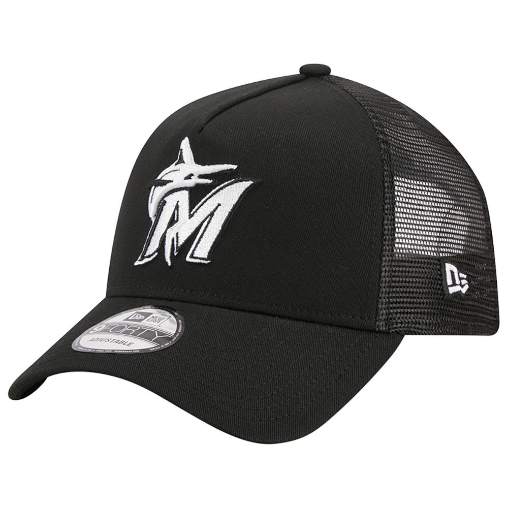 Miami Marlins New Era A-Frame 9FORTY Trucker Adjustable Hat - MLB
