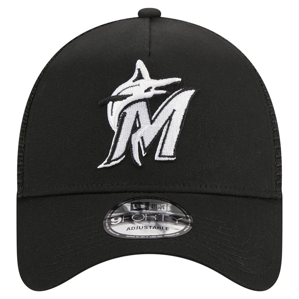 Miami Marlins New Era A-Frame 9FORTY Trucker Adjustable Hat - MLB